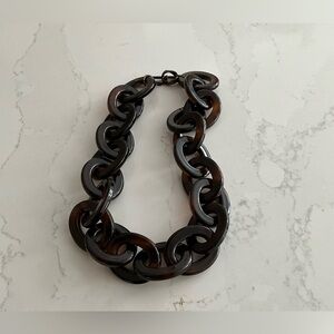 Vintage Bakelite style Chunky Brown Chain Necklace with copper closure